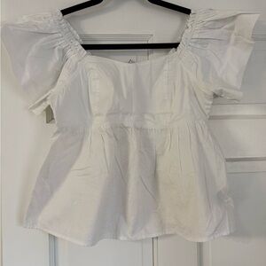 Old Navy White Puff-Sleeve Peasant Top